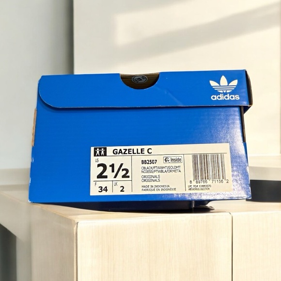 Adidas Kids Gazelle Black Sneakers size 2 1/2 - Picture 6 of 6